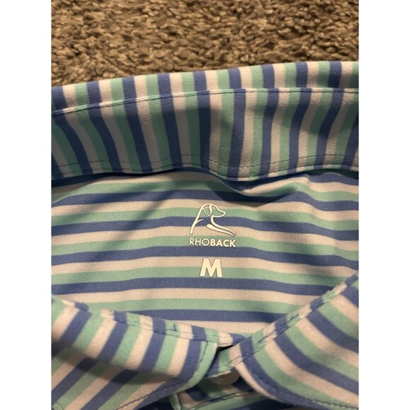 Rhoback Polo Shirt Mens M Blue Stripe Embroidered Casual Performance Golf Lot 3 - Picture 6 of 16